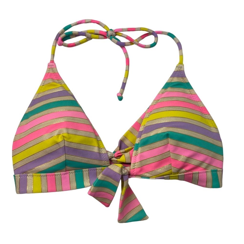 Victoria's Secret Bikini Top Stripe Bright Metallic Size Me Tie Back